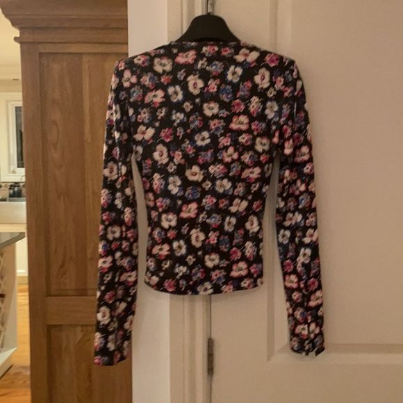 ROTATE Birger Sierra floral ruched long sleeve top black multi nwot - Picture 11 of 14